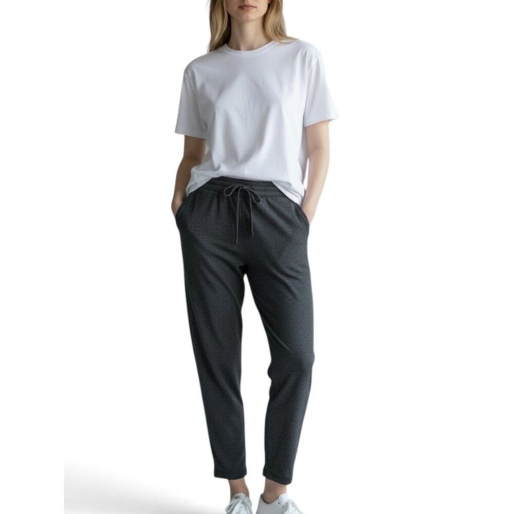 Max Studio Performance Womens Dark Gray Heather Knit Jogger Pants Soft Large